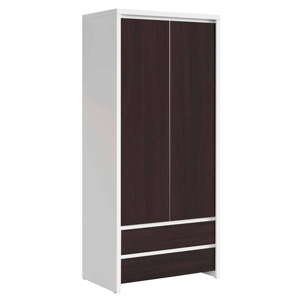Armoire 2 portes 2 tiroirs Soren Blanc et Bois Wengé Leroy Merlin