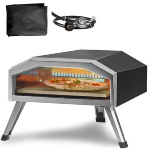 SWEEEK Four à pizza d'extérieur. barbecue au charbon de bois multifonctions  - Calzone - pierre de cuisson roulette pelle et housse pas cher 