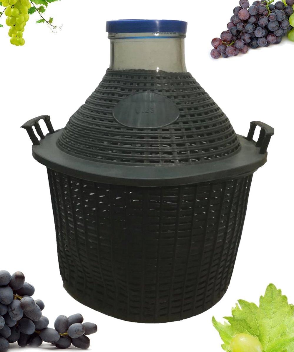 Damigiana In Vetro Da 25 Litri - Bocca Larga Con Cesto E Tappo In Plastica - Foto 6