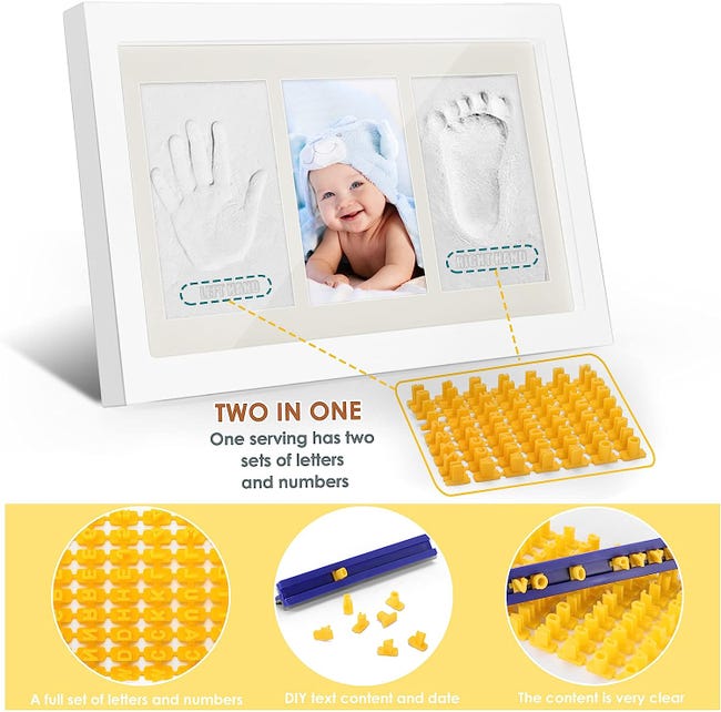 Kit de marco para huellas de bebé con arcilla, moldes y letras – recuerdo  memorable de las manos y pies de tu niño/a