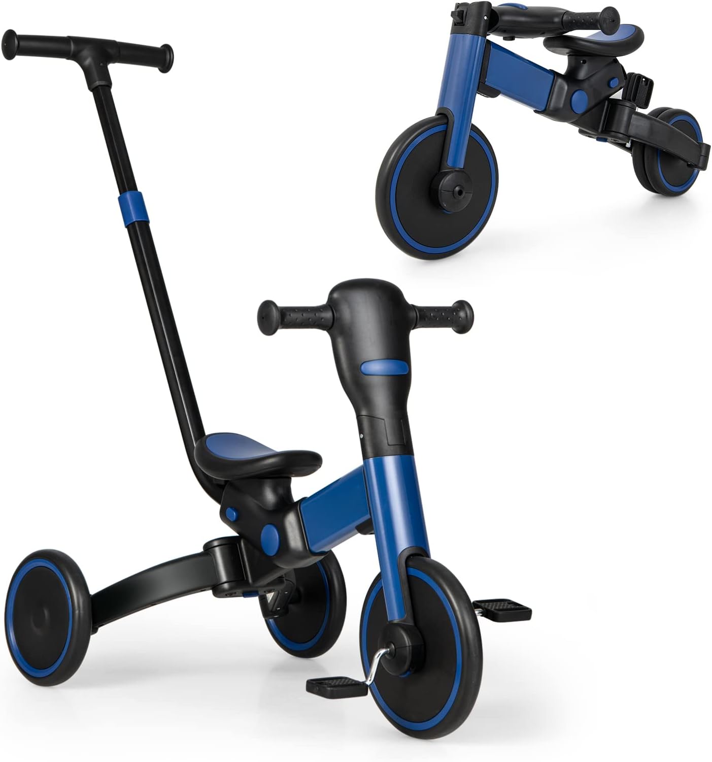 Tricycle enfant évolutif 4 en 1 réglable pliable alu. PP - Bleu