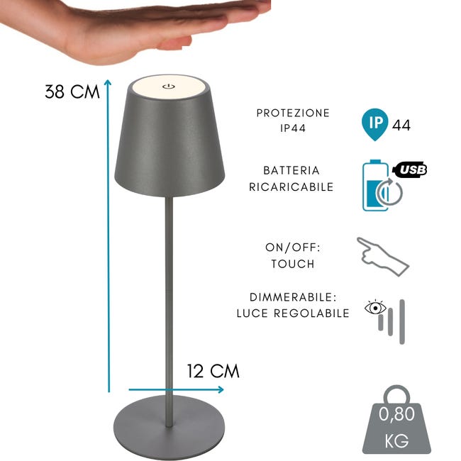 Dimmable Lampe de Chevet Tactile, Lampe Led sans fil a Pile avec 8