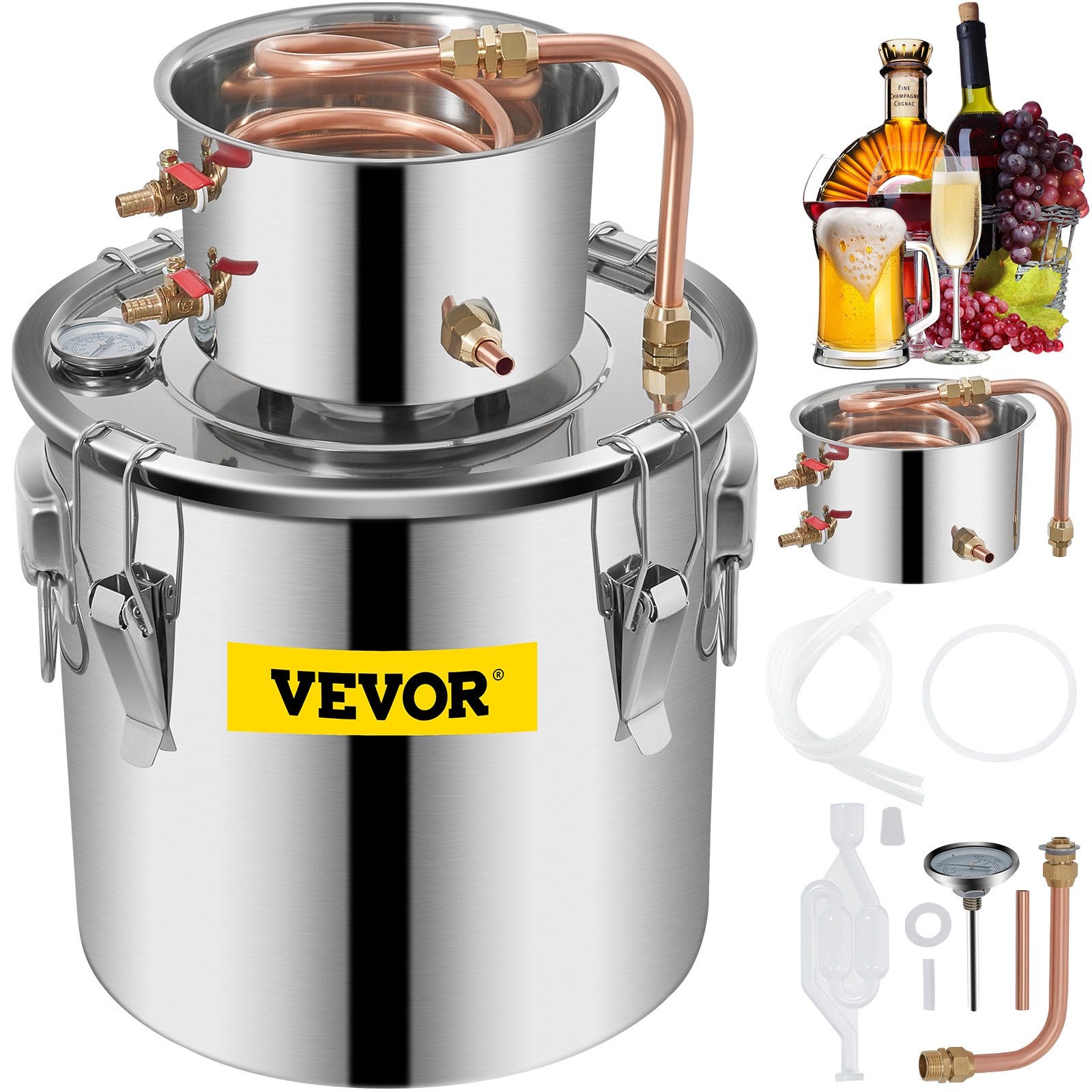 Distillateur d'eau VEVOR, 1 L/H, machine à eau distillée 4L avec minuterie  0-99