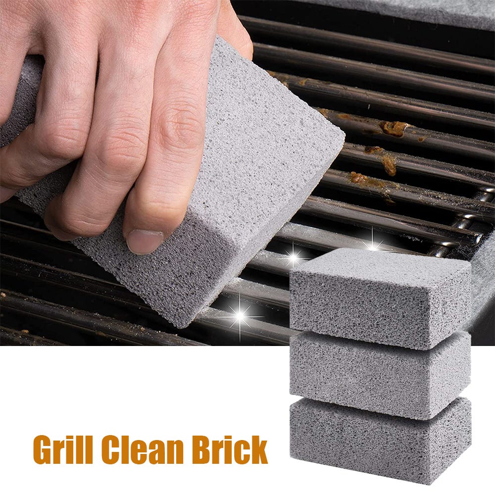 3 pièces gril propre brique gril pierre bloc de nettoyage pour grilles à  dessus plat grils grille et gril grille nettoyant efficacement enlever