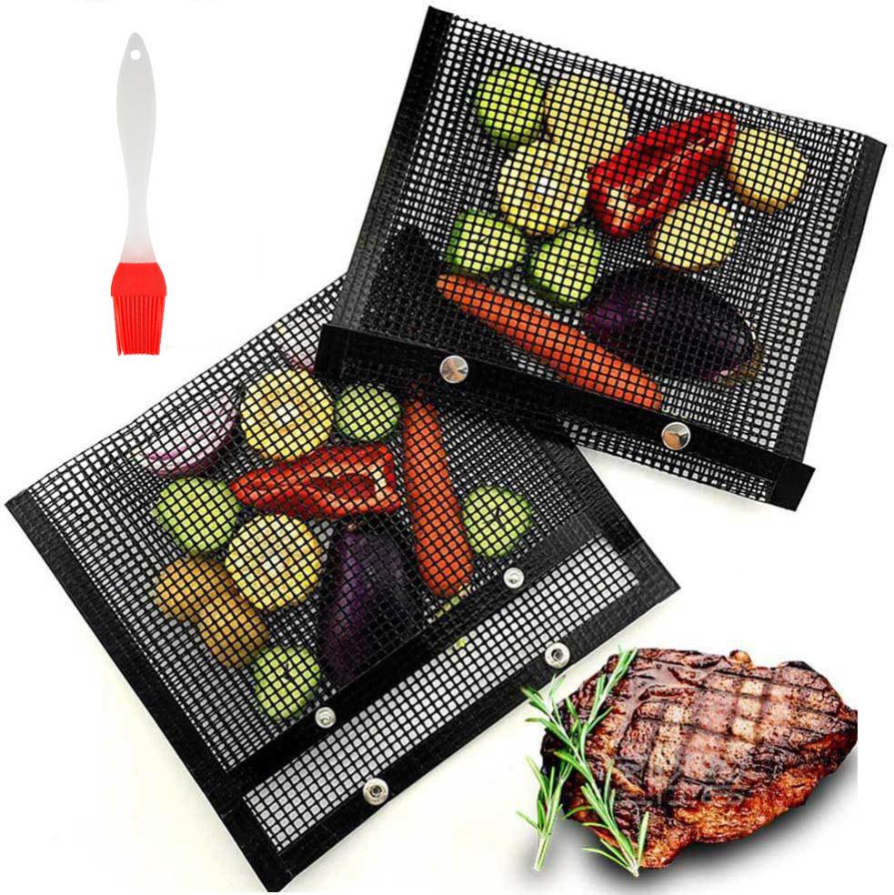 2 Pcs Mesh Grill Bag Antiadhésif Réutilisable Barbecue Beef Steak