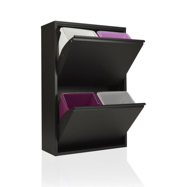Patumiera Verticale 70L Con 2 Scomparti – Riciclaggio Facile – Include Sacchetti – A Pedale E Pulsante