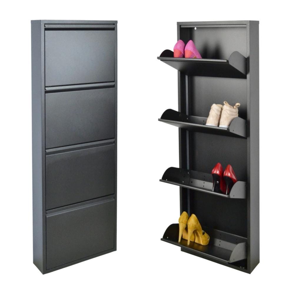 Scarpiera Pensile Navaris 20 Scomparti - Organizer Salvaspazio Per Porte E Armadi, Grigio Scuro - Foto 3