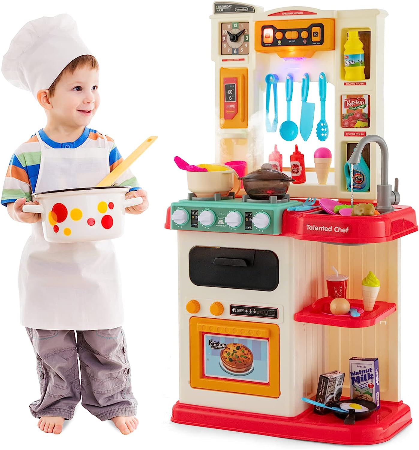 Ustensiles de cuisine de jouet de cuisine d'enfants avec des