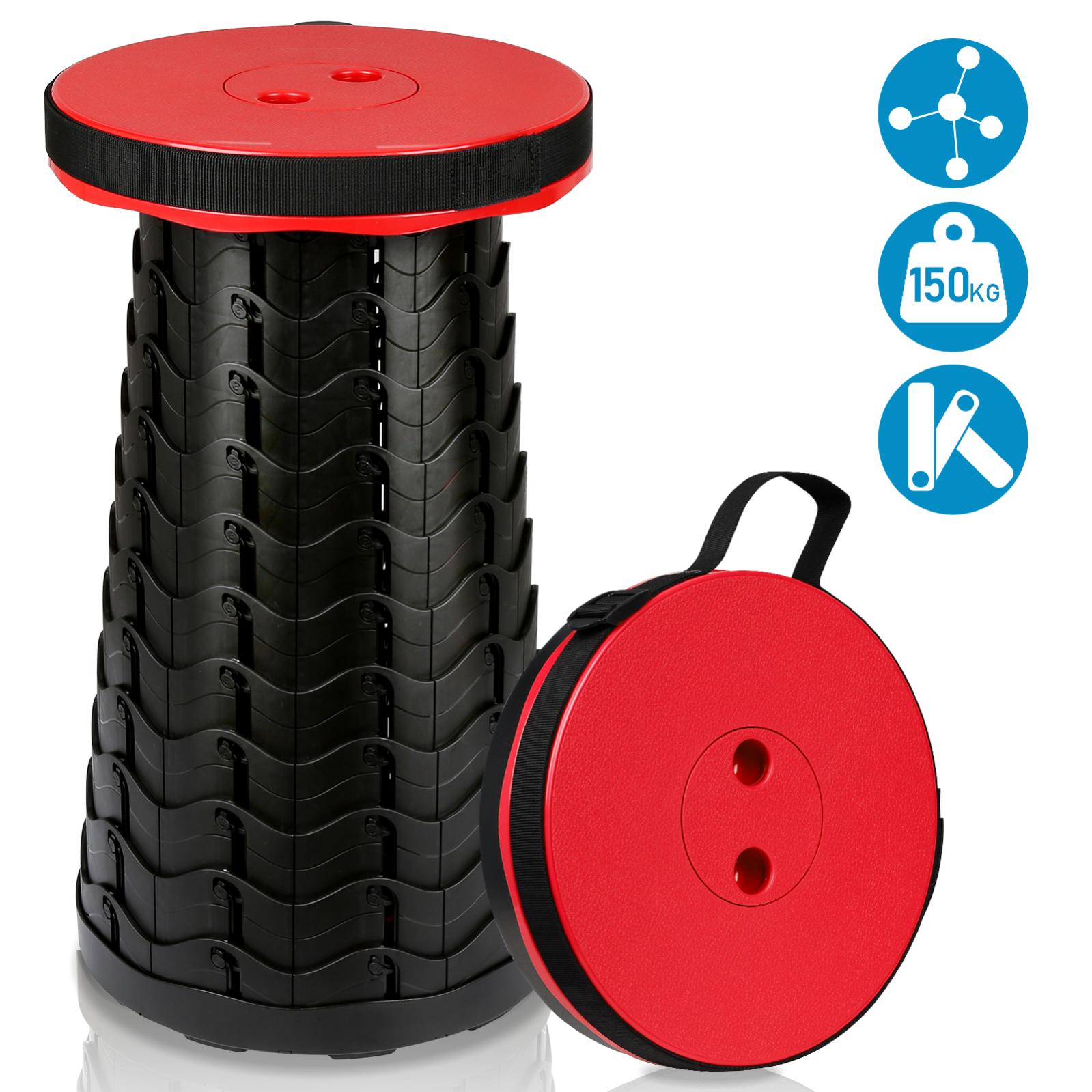 Tabouret Pliant Télescopique Portable Avec Canne - Siège De Camping Randonnée - Charge 100kg - Noir