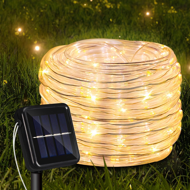 Guirlande lumineuse solaire 12 m - 100 LED blanc chaud, Guirlandes