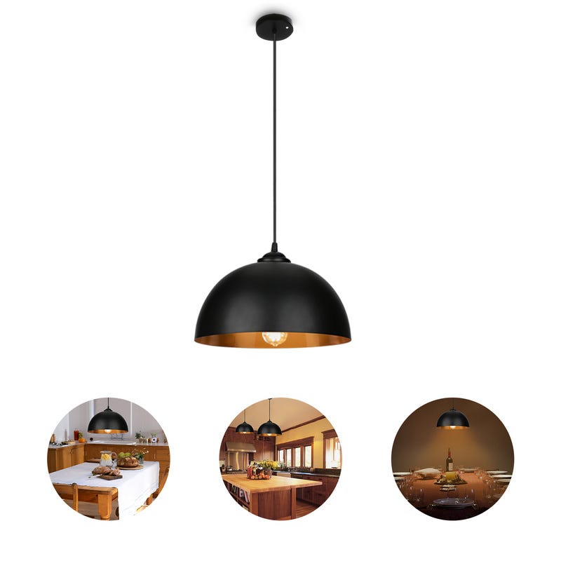 2x Suspension Luminaire LED Lampe suspendue Lampe suspendue rétro métal E27  douille éclairage cuisine
