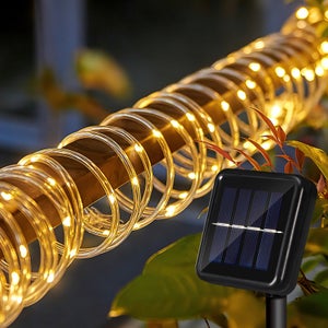 Chaîne 25 Ampoules LED G40 3000ºK 9,5M Solaire - Panneau: 5,5V 1