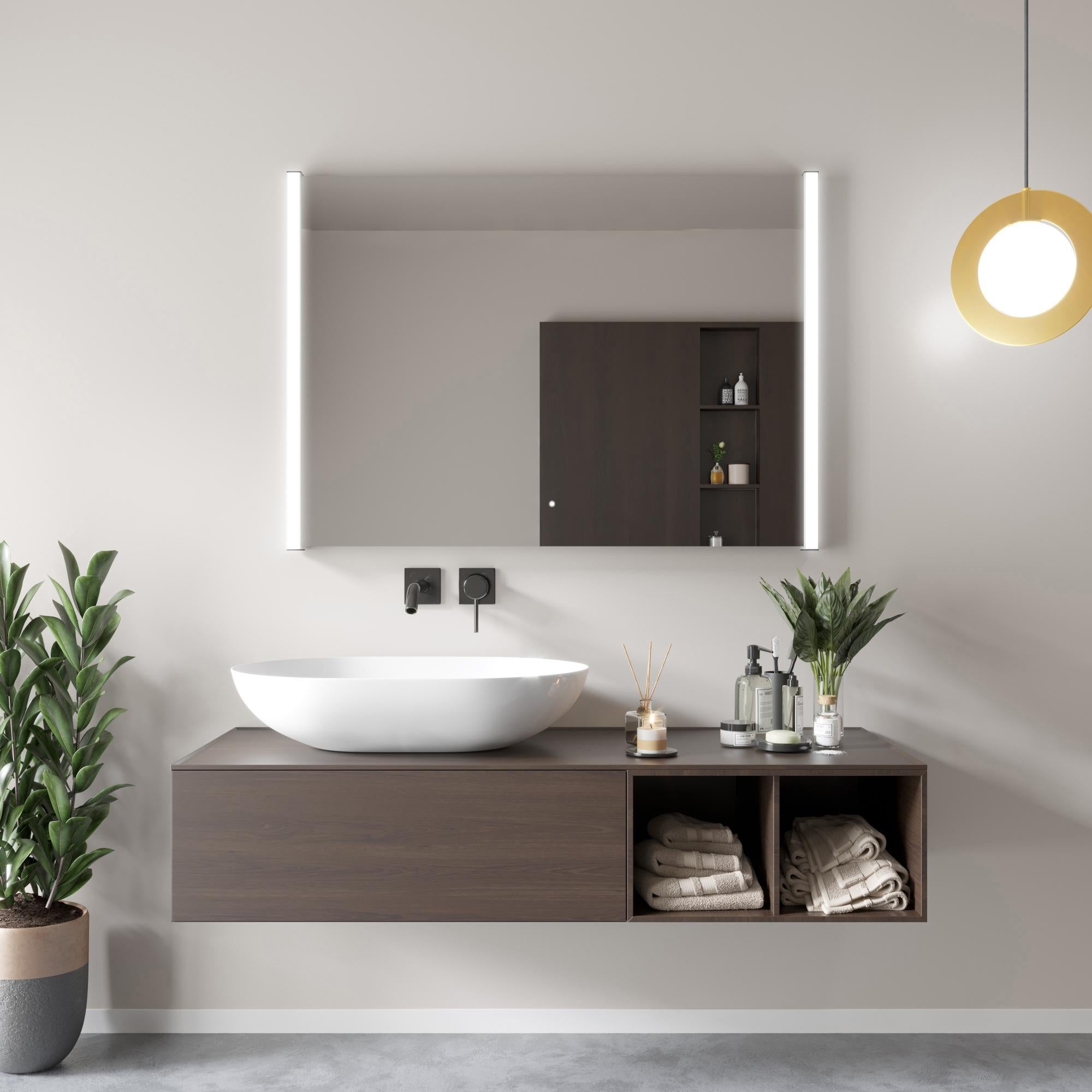 Specchio Bagno con Luce Led Bh Multimedia 90X90 con Cornice