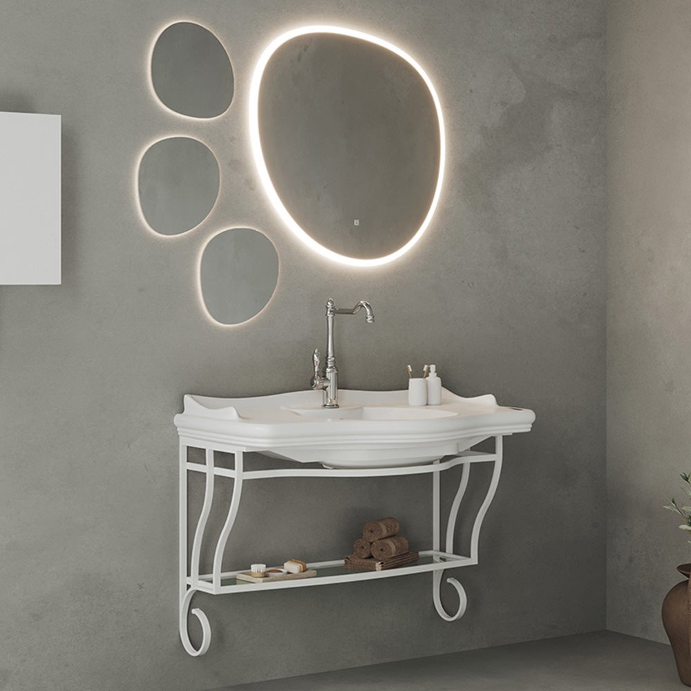 Mobile bagno sospeso 115 cm in metallo cromato con lavabo