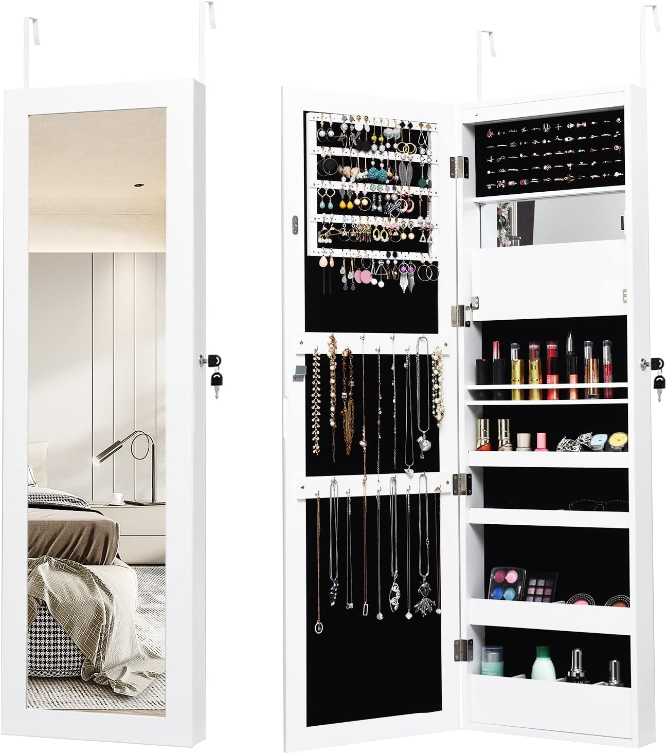 Armoire à Bijoux Murale avec Miroir 12 LED, Blanc Leroy Merlin
