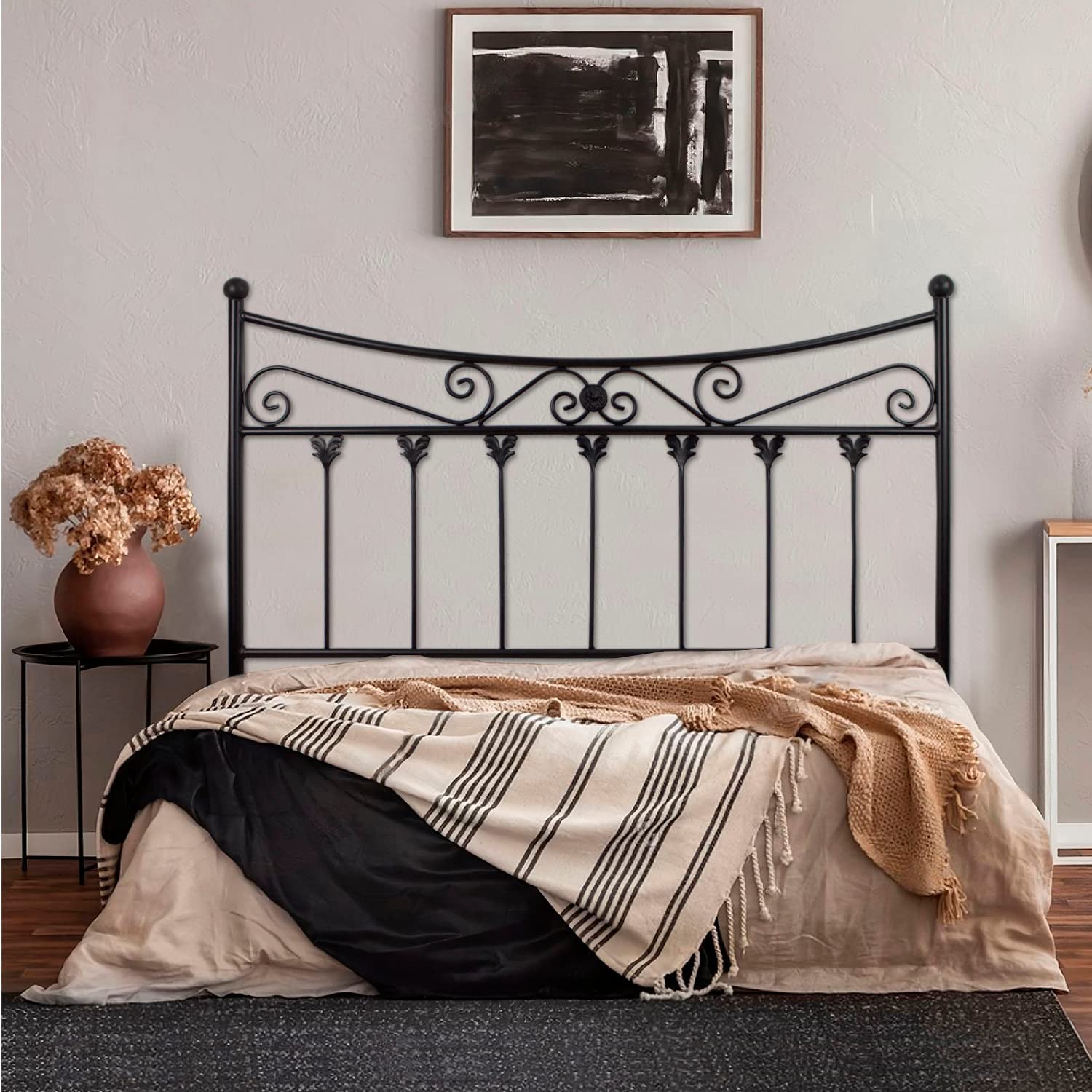 Cabecero de forja Córdoba, color Negro Cabezal para cama de 150 cm, Cama  Matrimonio (155 cm x 125 )