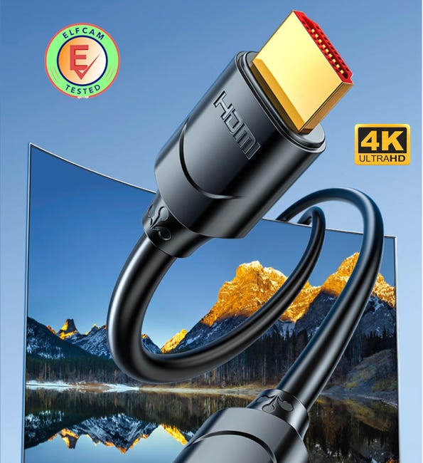 Elfcam® - 8m 4K Cable HDMI 2.0 Haute Vitesse Ultra HD, Male a Male  Supportant Les Formats 3D et avec prise en charge d'Ethernet etoir 8m