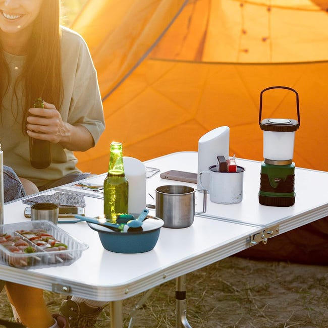 Mesa De Camping Plegable Con Mantel