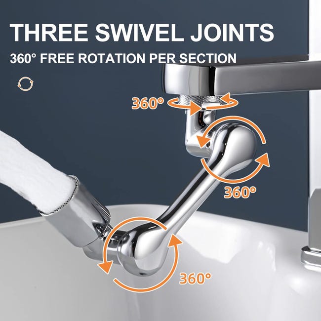 Aérateur d'extension de robinet pivotant 2 pièces 1080 °, robinet