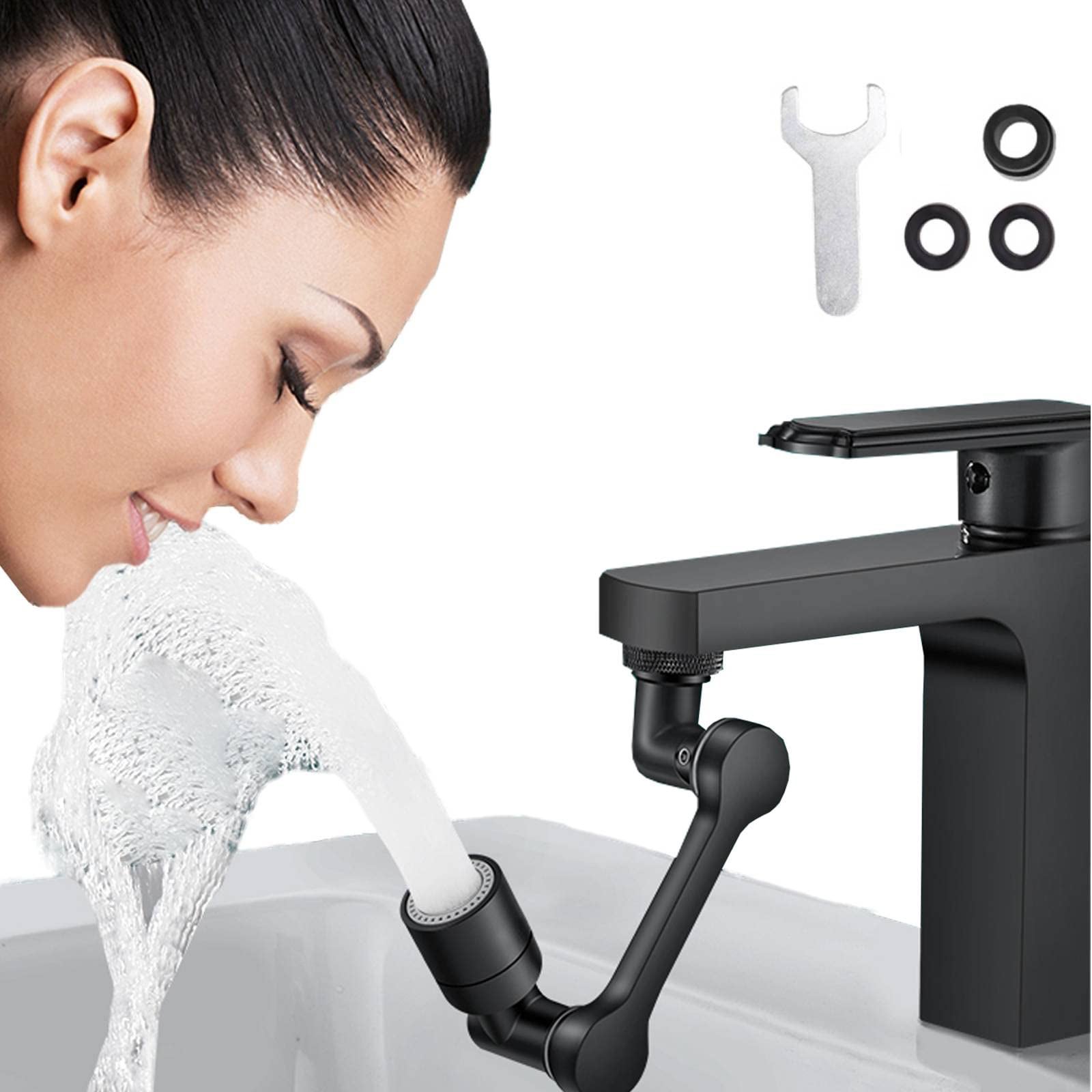 Rallonge de robinet d'évier pivotante avec rotation sur 3 axes, mais aussi  aérateur de robinet