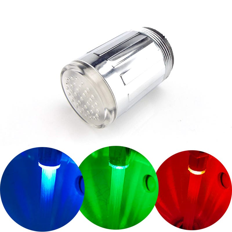Automatique 3 couleurs changeantes LED lueur robinet robinet buse d'eau  lumineuse tête lumière bec de douche pour cuisine salle de bain bassin
