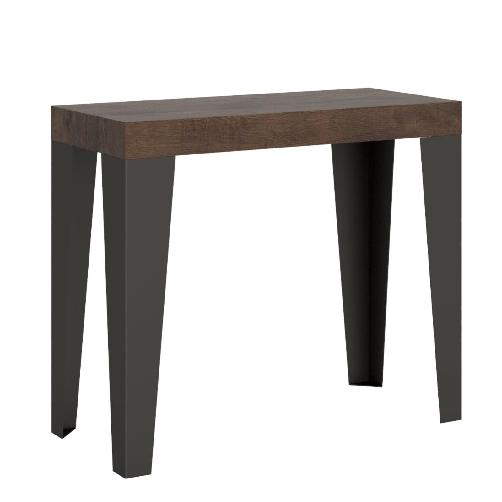 Consolle Tiago Allungabile Fino A 196cm - Tavolo Da Pranzo Moderno In Bianco Frassino, Made In Italy - Foto 6