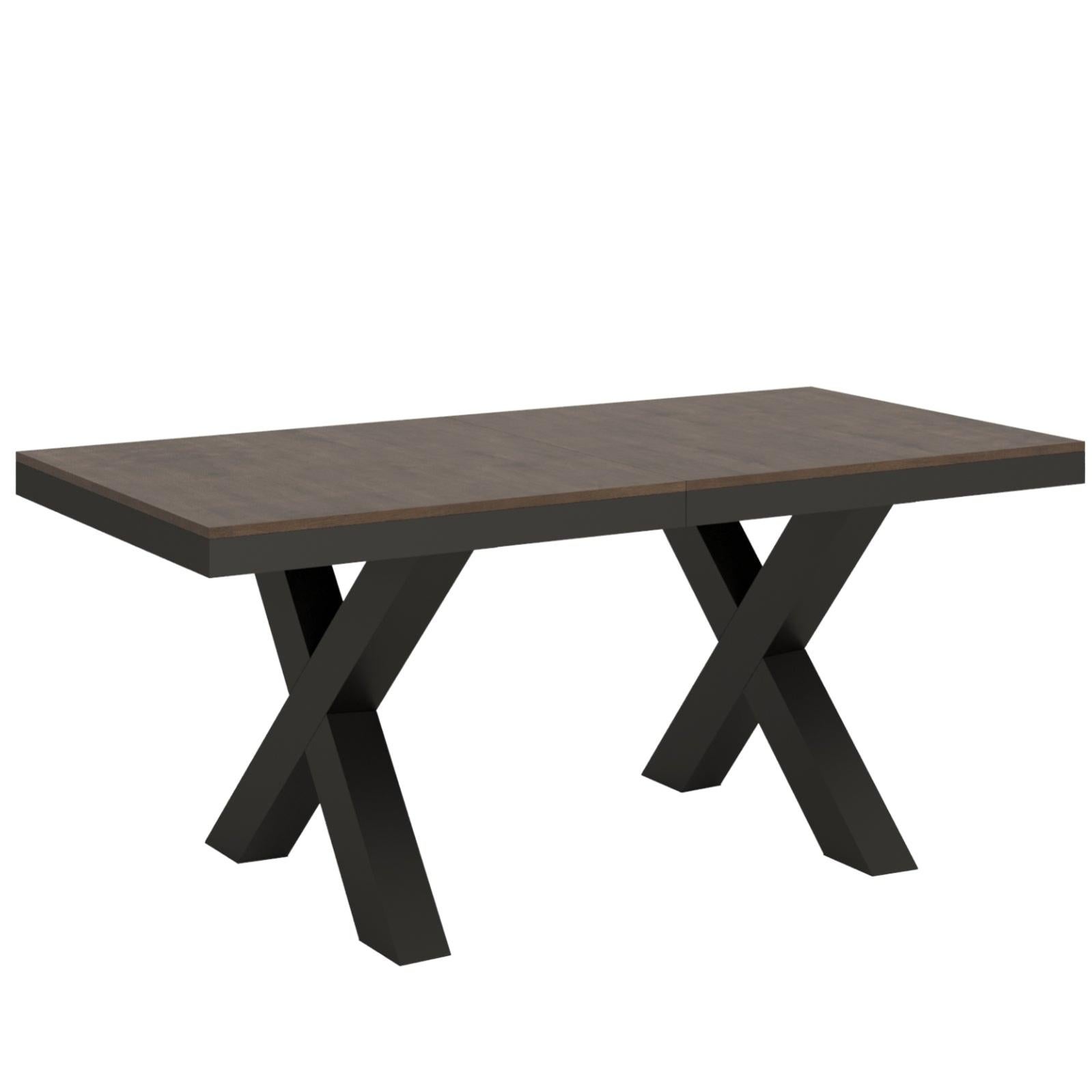 Decor Space Tavolo Consolle Lecce Allungabile In Legno - Made In Italy - Fino A 196 Cm - Colore Noce E Antracite