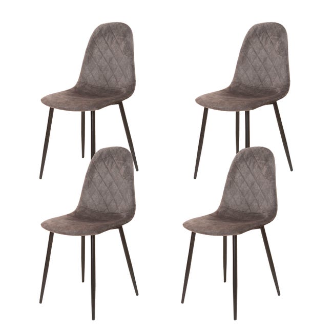 Pack de 4 sillas comedor, salón SWEDEN en terciopelo gris oscuro patas  negras