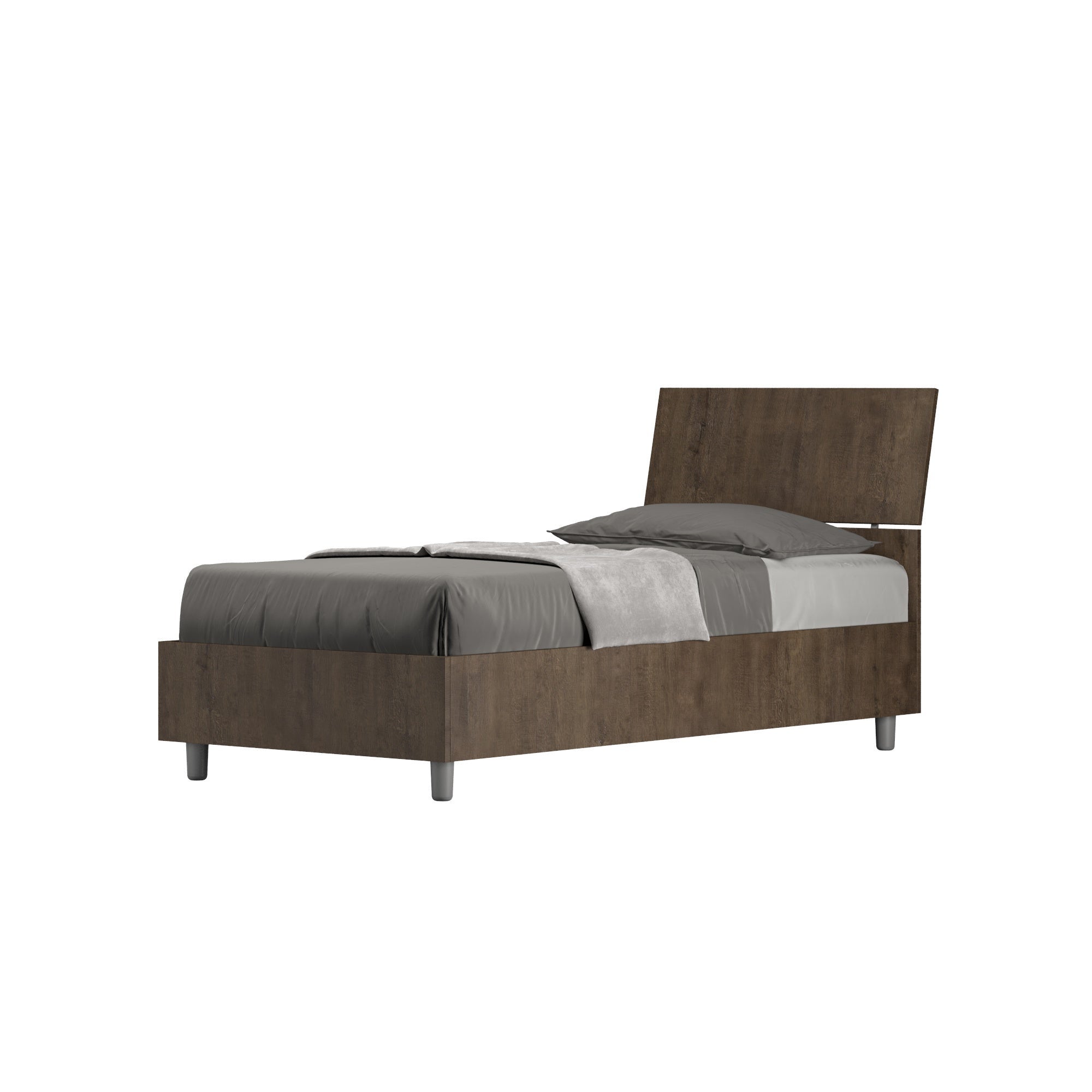 Letto Singolo 80x190 cm Senza Rete Demas Testata Inclinata Quercia