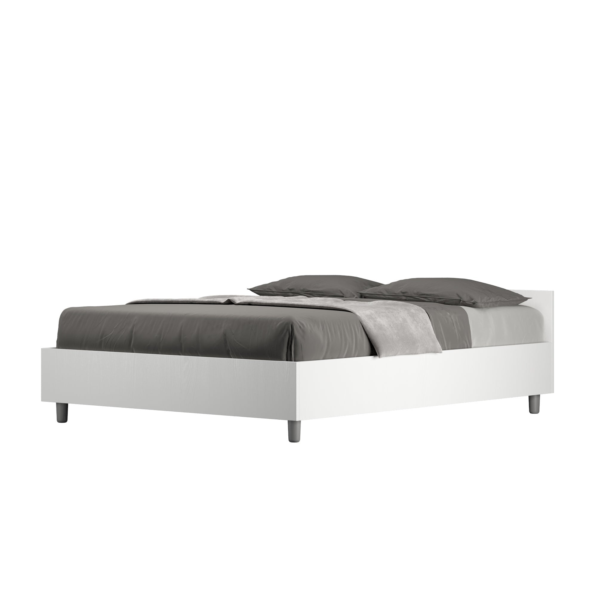 Letto alla Francese 140x190 Bianco Rete a Doghe con Cassetti una