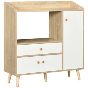 HOMCOM Mobile Cucina per Microonde con Armadietti, Mensole e Cassetto,  Credenza Moderna in Legno 90x40x120cm Bianco