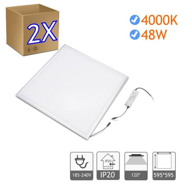 JANDEI - Confezione Da 4 Pannelli LED 60x60cm Per Controsoffitti Armstrong, 48W, 4500 Lumen, Bianco Neutro 4200K, Retroilluminazione