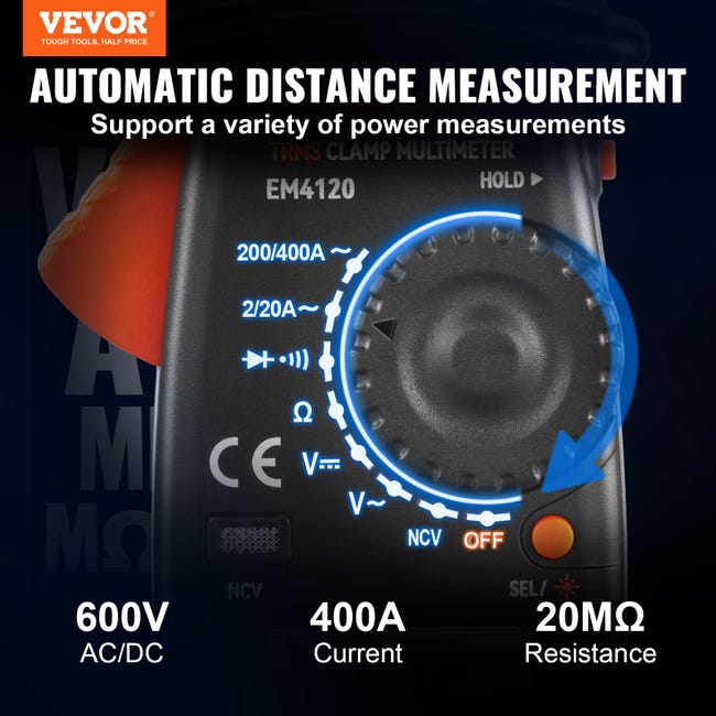 Pince ampèremétrique + multimètre digital 400A 600V AC-DC cat III