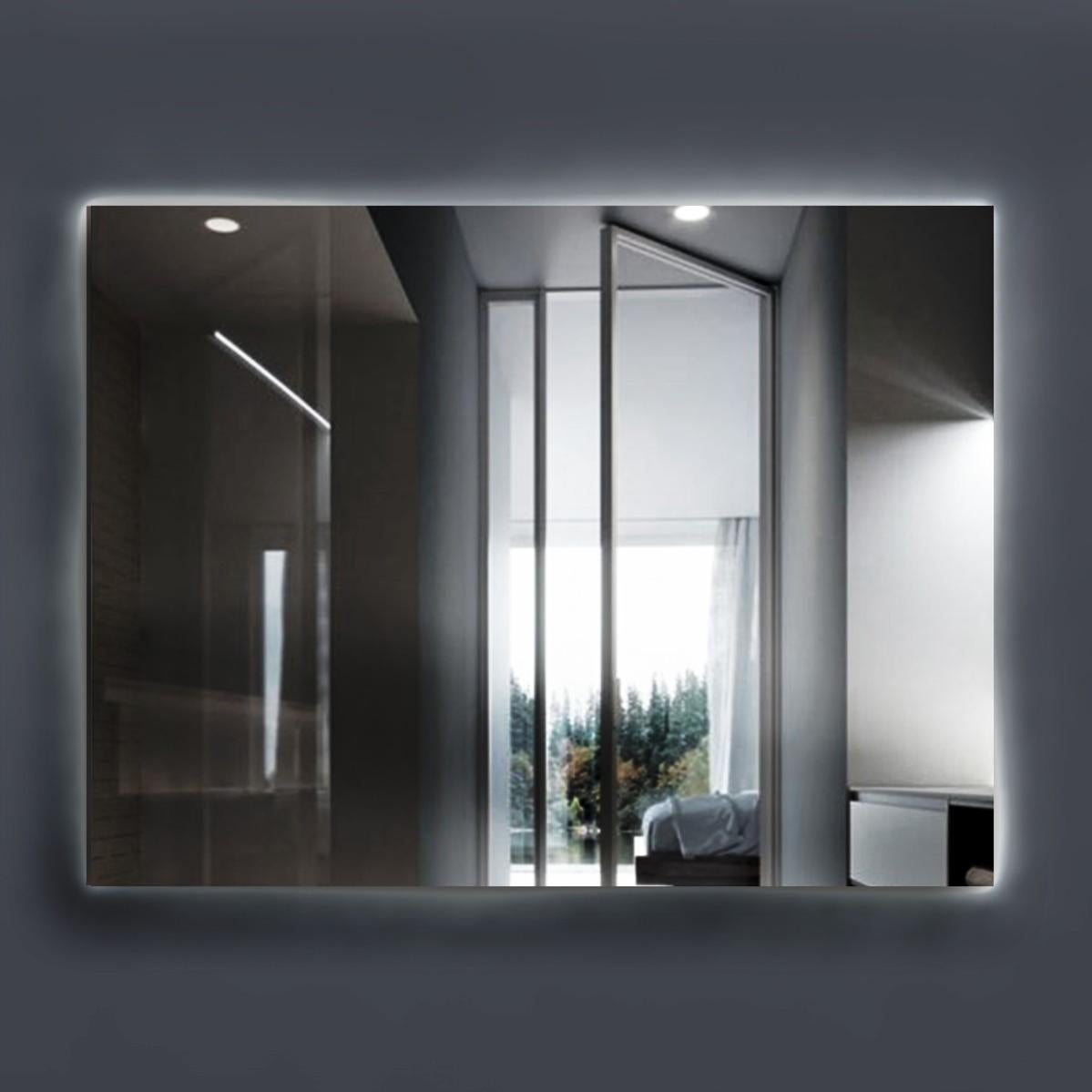 Specchio Led 80x70 Cm Con Ingranditore Orologio E Accensione Touch - Roxy - Foto 3