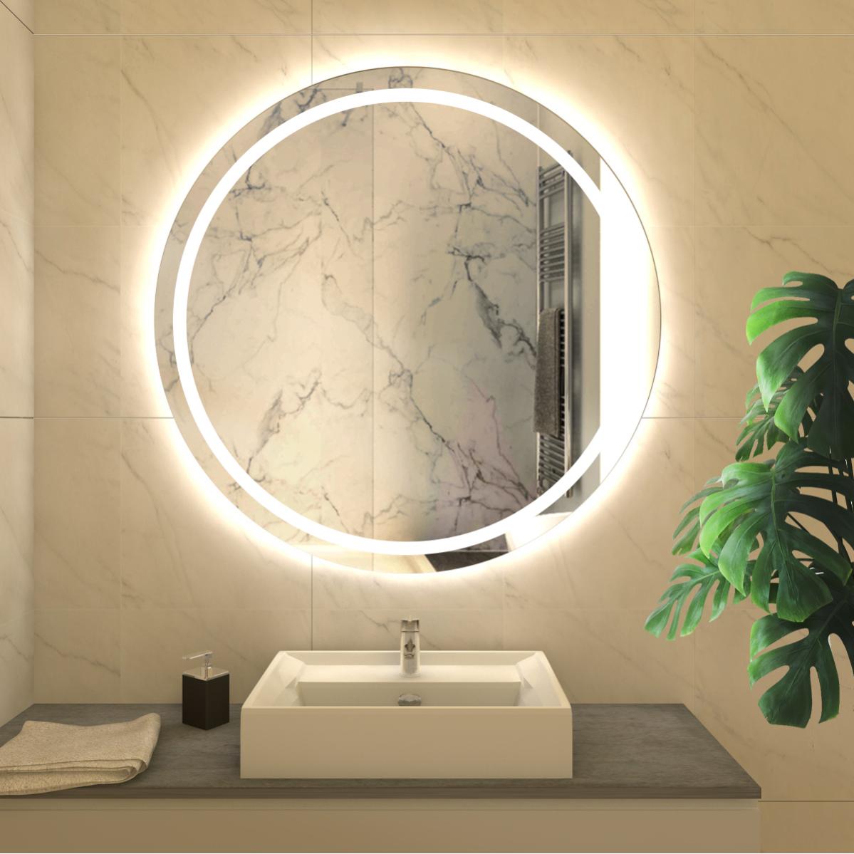 Specchio Da Bagno LED Circolare 80cm - Luce Frontale Con Touch
