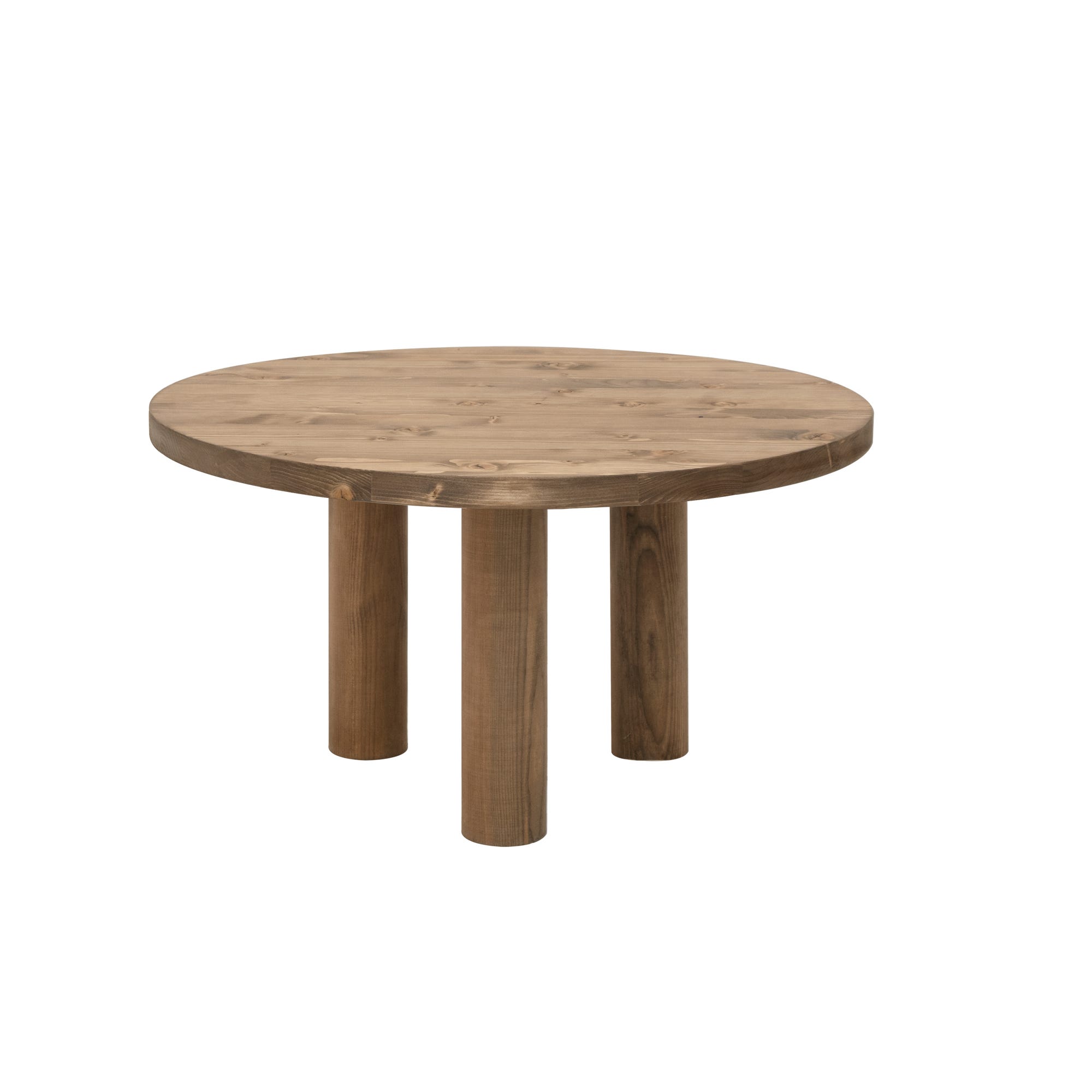 Mesa de centro redonda – Mesa de centro pequeña 100% madera de roble maciza  con tres patas, pequeña mesa de centro redonda, mesa auxiliar redonda para