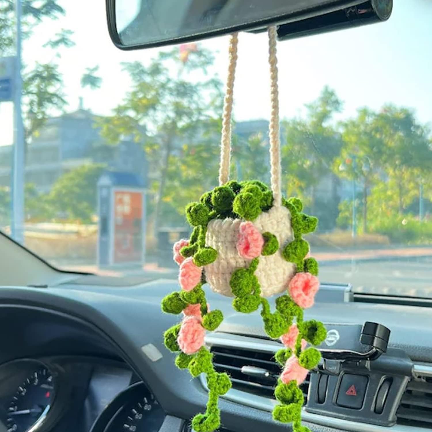 Accessoires de suspension de miroir de voiture, plante suspendue au crochet  pour voiture, décoration d'accessoires suspendus de voiture Boho