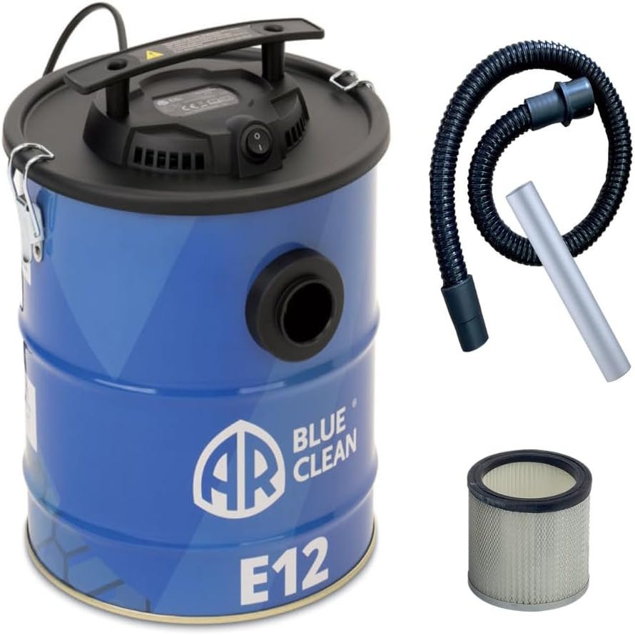 AR Blue Clean E12 Aspiracenere per stufa a pellet e camini 2 in 1:  Aspirapolveri, Aspiracenere e Solidi, Serbatoio 12 lt., 600W, Fusto in  metallo