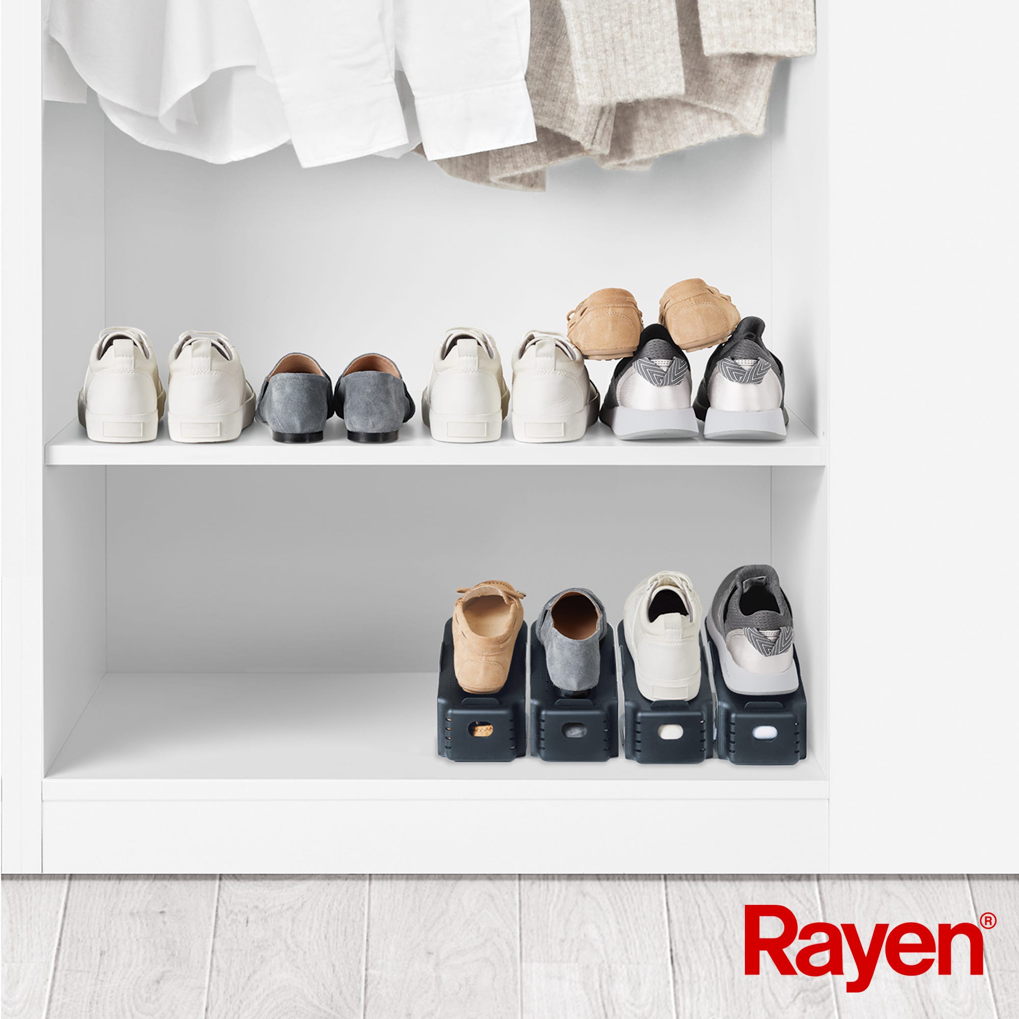 Rayen, Organizador de zapatos, 3 unidades, Superficie antideslizante, 25 x  6,5 x 26 x 13 x 10 cm