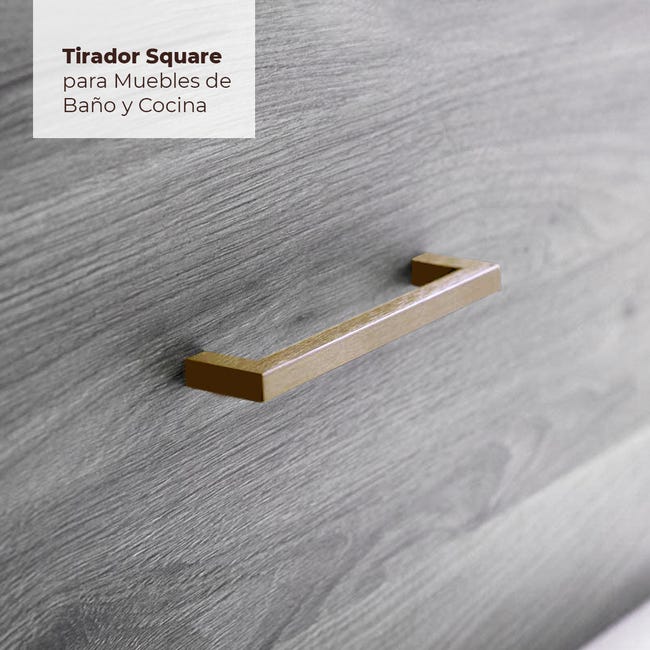 Tirador Square - Oro Mate - para Muebles de Baño y Cocina - 128 mm -  Furnipart