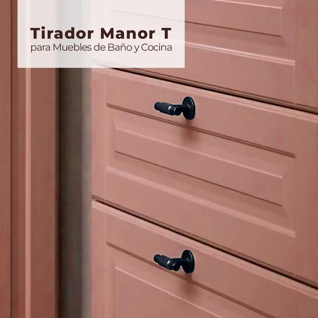 Tirador Manor T - Negro - para Muebles de Baño y Cocina - Harte