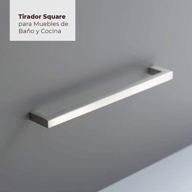 Tirador Square - Inox Look - para Muebles de Baño y Cocina - 128 mm - Pack  4 - Furnipart