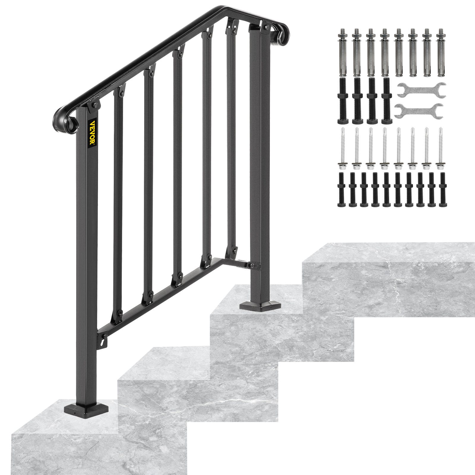 ADELALILI Main Courante pour Escalier IntéRieur Exterieur Fer Forgé Noir  Rampe Escalier Support Main Courante Balustre de Montag32 - Cdiscount  Bricolage