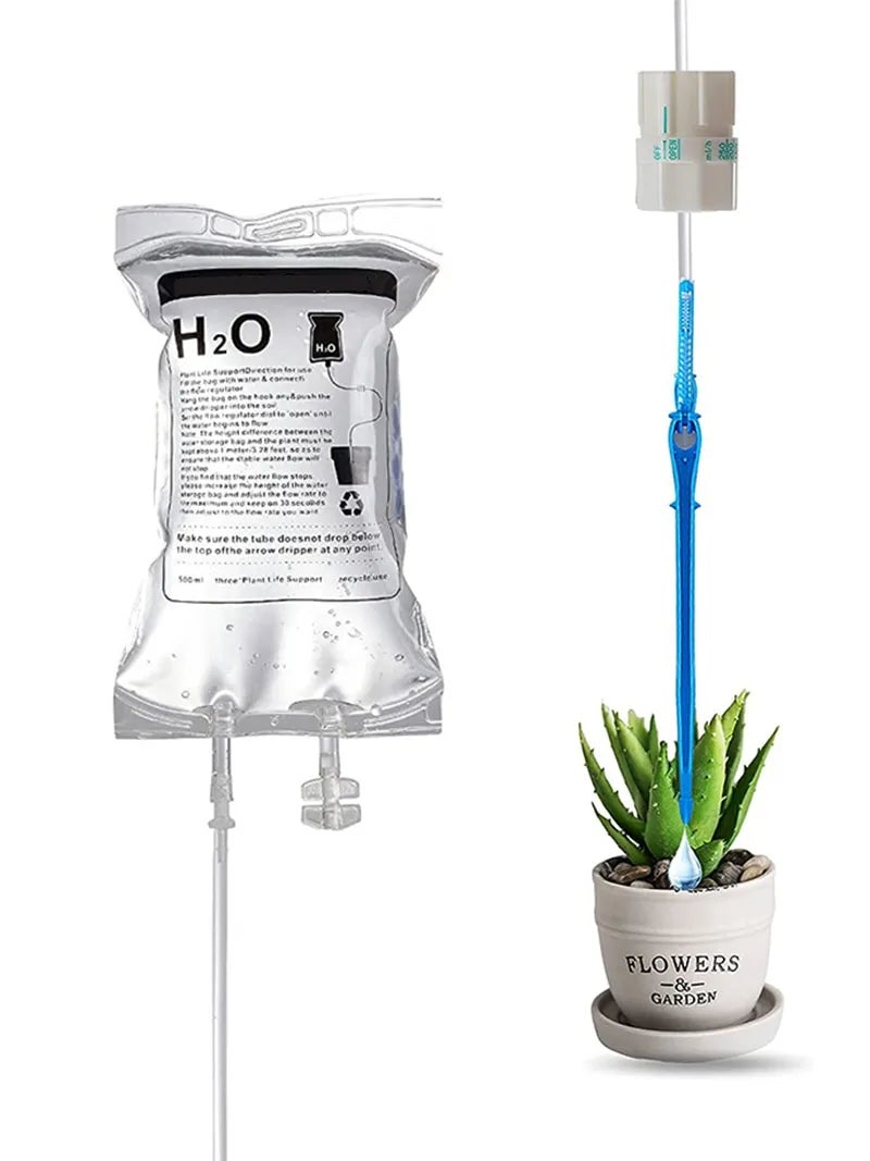 VELLAA Lot de 2 dispositifs d'arrosage automatique pour les vacances, sac  d'eau de 350 ml avec valve de contrôle pour plantes en pot d'intérieur et  d'extérieur : : Terrasse et Jardin