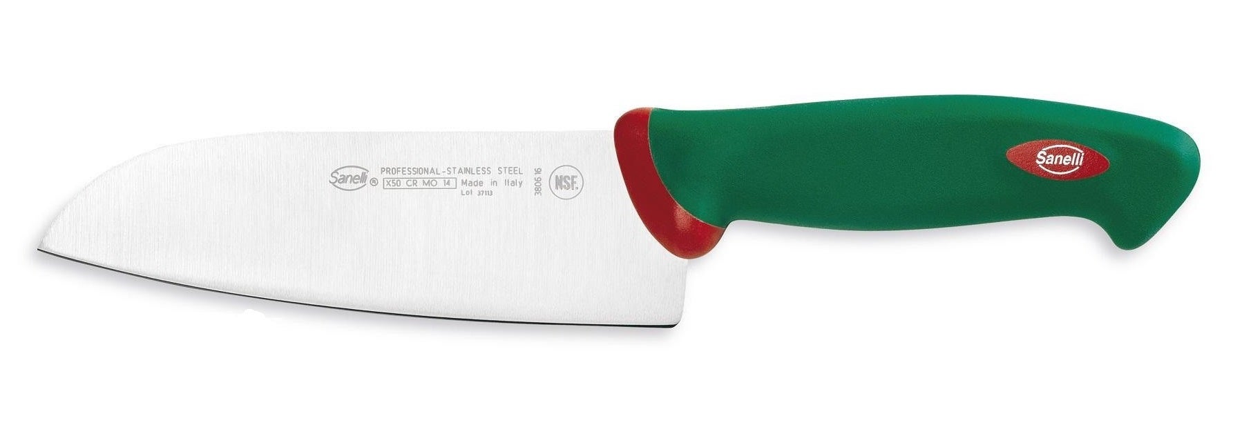 Coltello Santoku Lama 16 cm Manico Antiscivolo Sanelli Premana Verde/Rosso