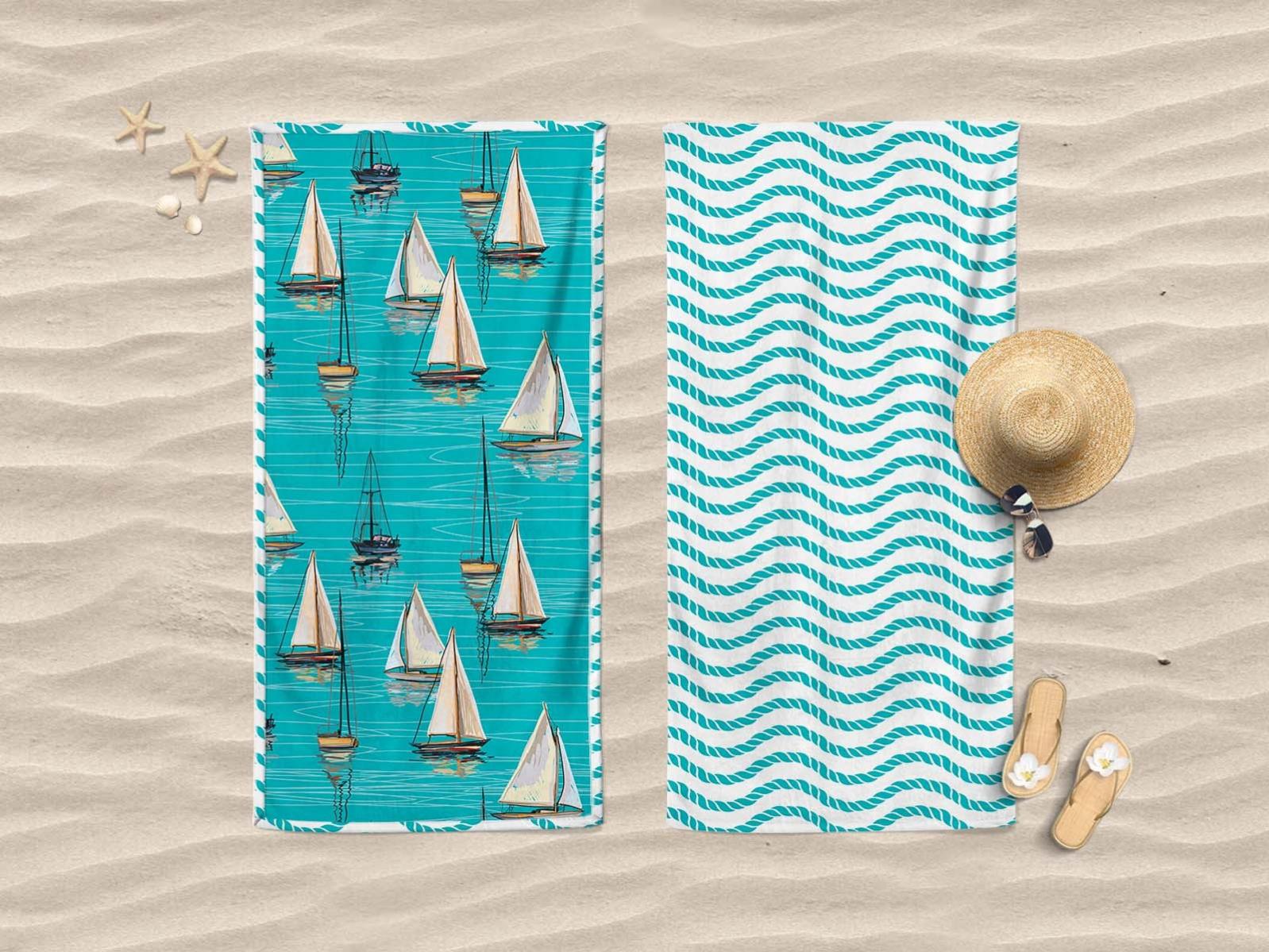 Telo Mare In Microfibra Compact Dry Daunex – 90x170 Cm, Double Face Con Tartaruga, Leggero, Salvaspazio, Sacca Inclusa, Per Spiaggia E Piscina