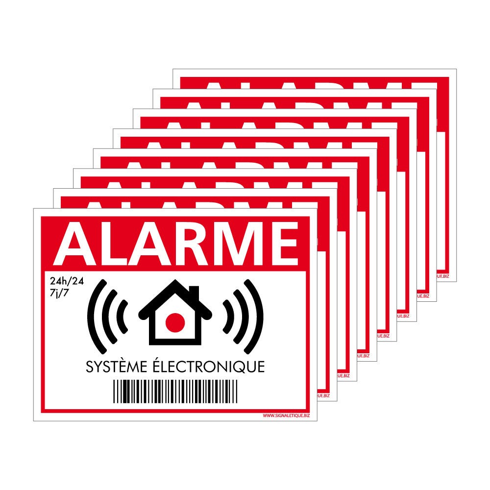Lot de 10 stickers Alarme video surveillance maison / Marque