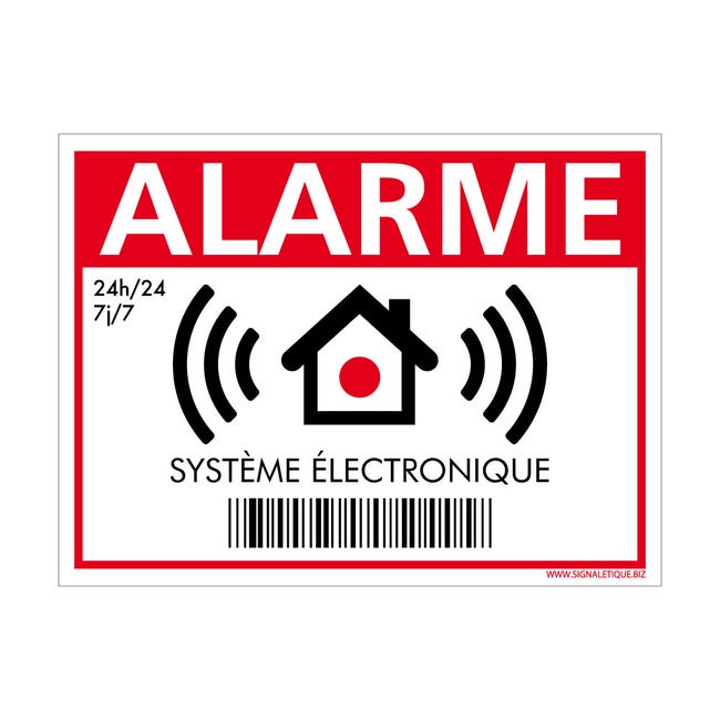 Autocollants Alarme Lot de 8 stickers Alarme Sécurité Protection  Vidéosurveillance 8 x 6 cm résistants UV et pluie