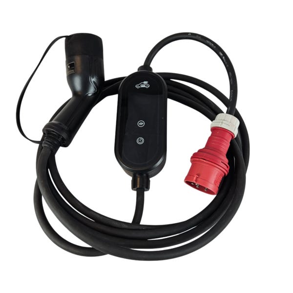 Câble de recharge portable voiture électrique type 2 vers prise CEE rouge - 11  kW
