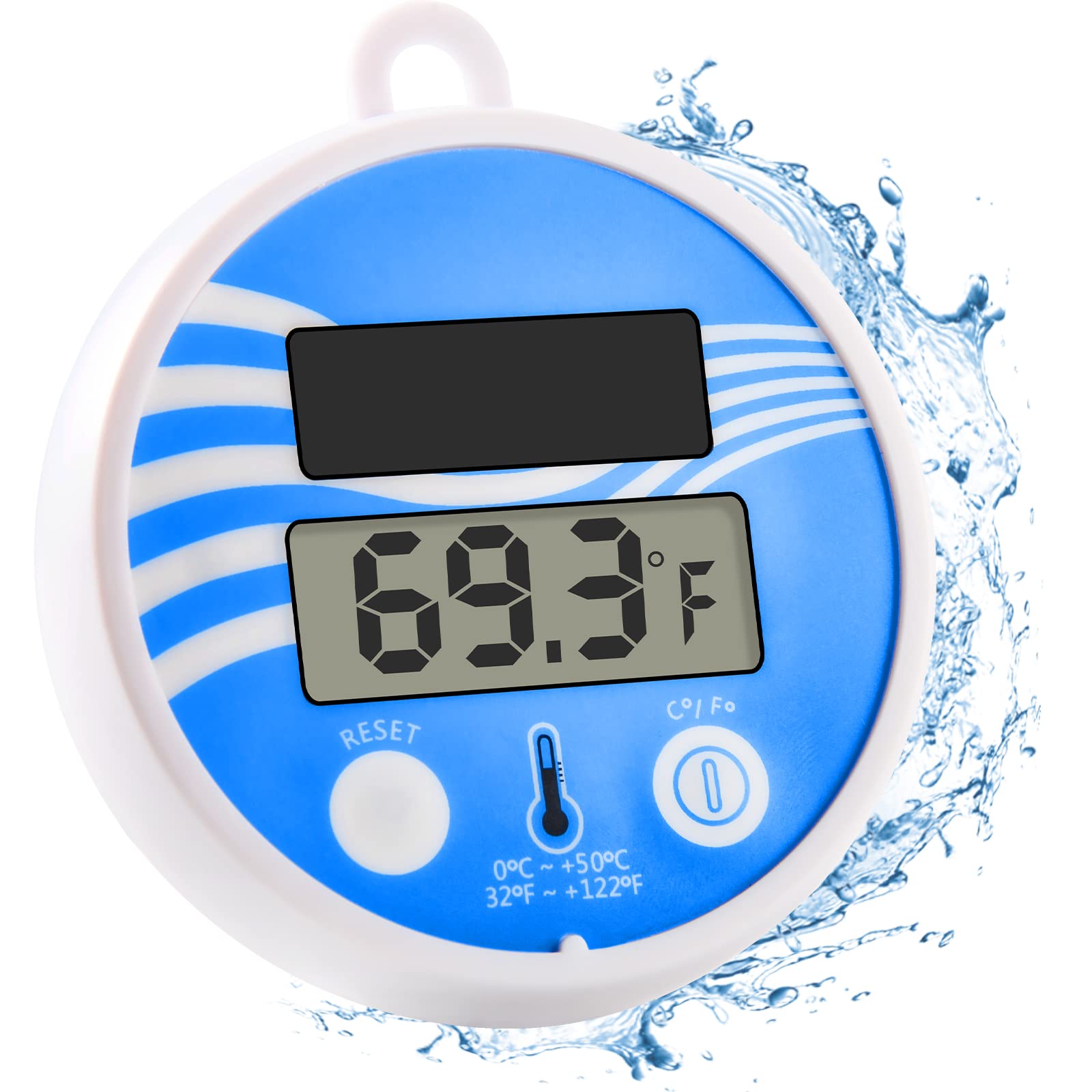 CESICLEFOU - Thermomètre sans fil flottant solaire pour piscine, Thermomètre  Wi-Fi, mesure numérique de la température de l'eau à distance